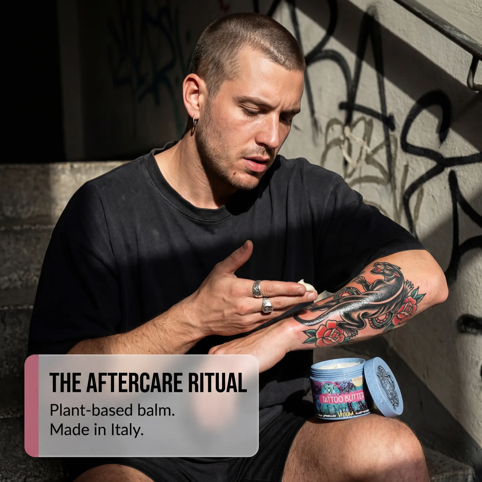 Applying VITIUM to a fresh tattoo